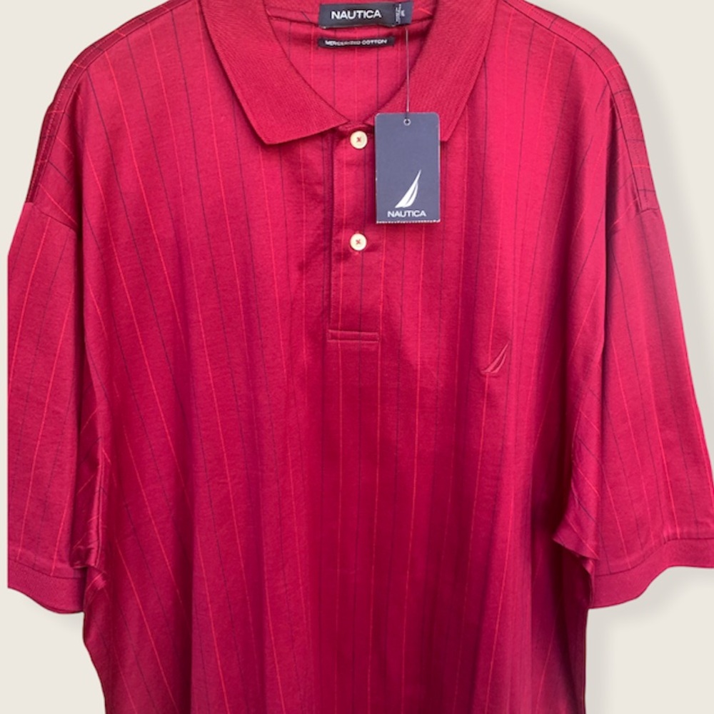 Nautica Red Men’s Polo Size XL Mercerized Cotton